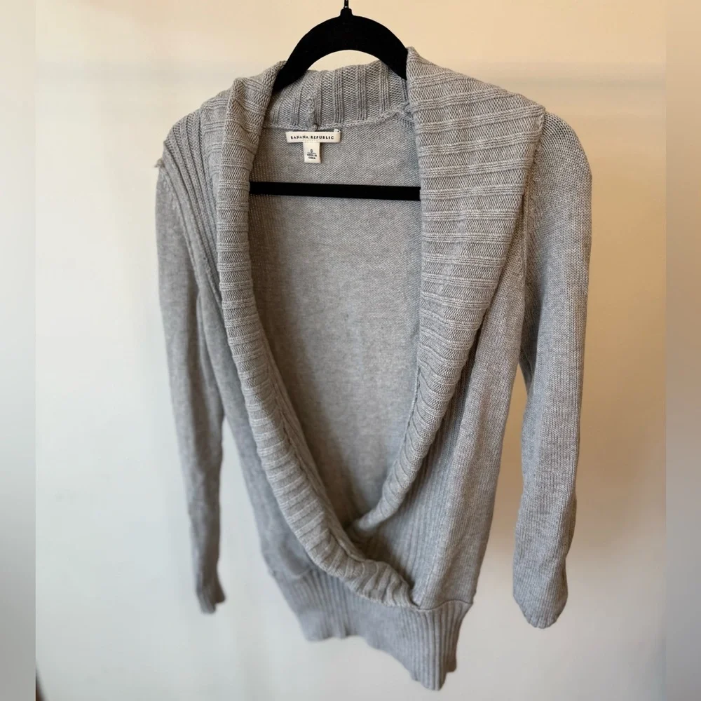 Banana Republic Light Gray Shawl-Collar Cardigan Sweater - Picture 3 of 5
